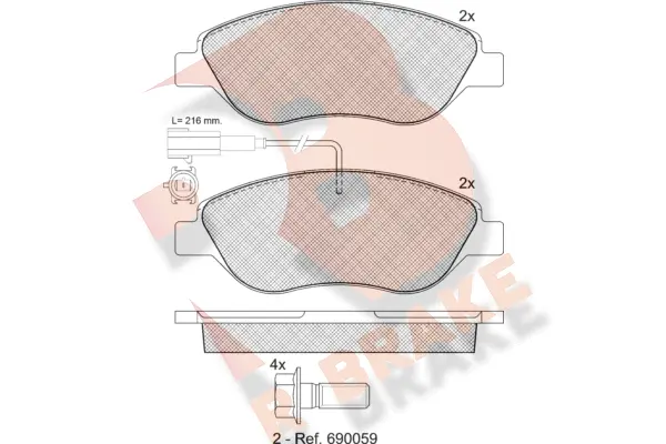 Kit de plaquettes de frein, frein à disque R BRAKE RB1445-203