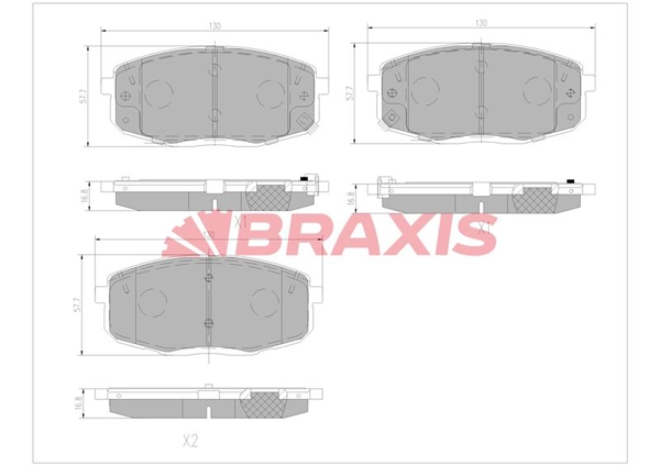 Kit de plaquettes de frein, frein à disque BRAXIS AA0771