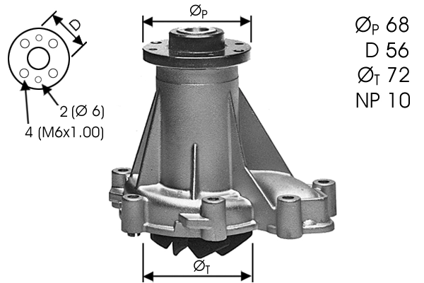 Pompe à eau, refroidissement du moteur TECDRIVE TPAE0205