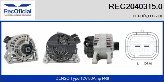 Alternateur RECOFICIAL REC2040315.0