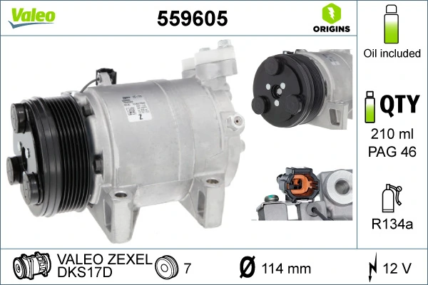 Compresseur, climatisation VALEO 559605