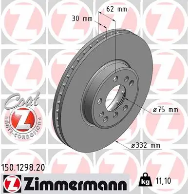 Disque de frein ZIMMERMANN 150.1298.20