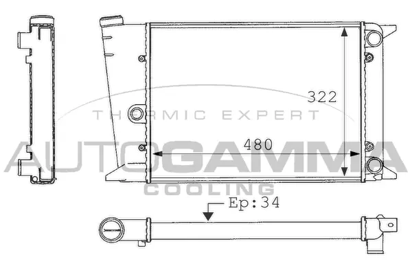 Radiateur, refroidissement du moteur AUTOGAMMA 101049