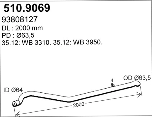Tuyau d'échappement ASSO 510.9069