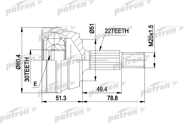 Jeu de joints, arbre de transmission PATRON PCV1004