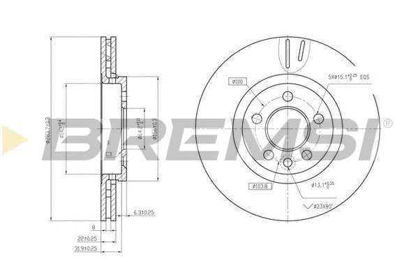 Disque de frein BREMSI CD7080V