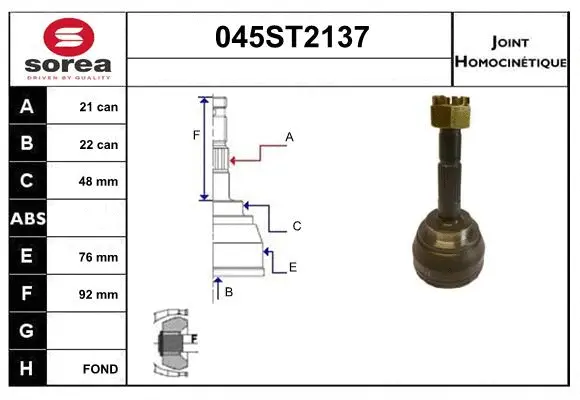 Jeu de joints, arbre de transmission STARTCAR 045ST2137