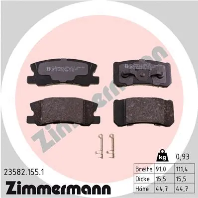 Kit de plaquettes de frein, frein à disque ZIMMERMANN 23582.155.1