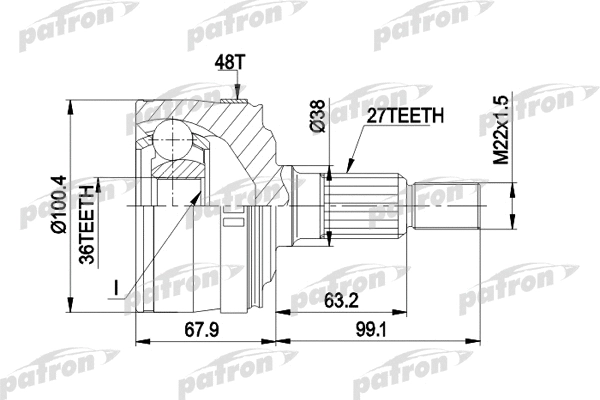 Jeu de joints, arbre de transmission PATRON PCV1373