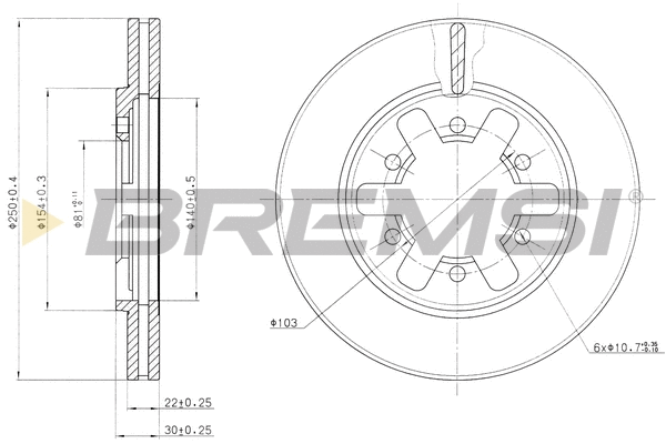 Disque de frein BREMSI CD6626V