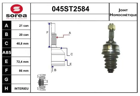 Jeu de joints, arbre de transmission STARTCAR 045ST2584