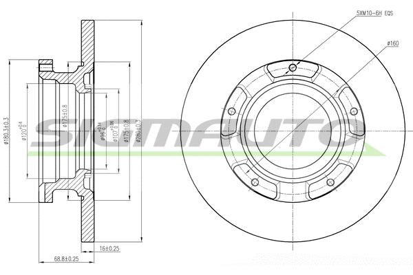 Disque de frein SIGMAUTO DBB573S