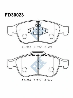 Kit de plaquettes de frein, frein à disque FBK FD30023