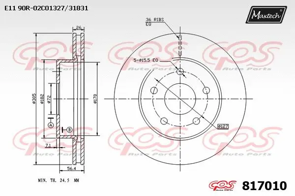 Disque de frein MAXTECH 817010