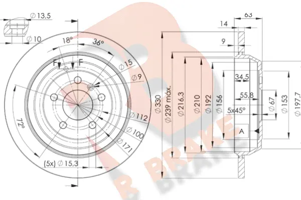 Disque de frein R BRAKE 78RBD23508