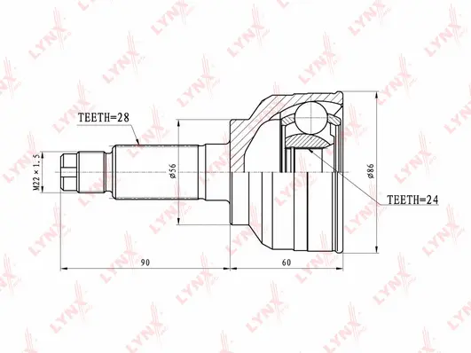 Jeu de joints, arbre de transmission LYNXAUTO CO-4400