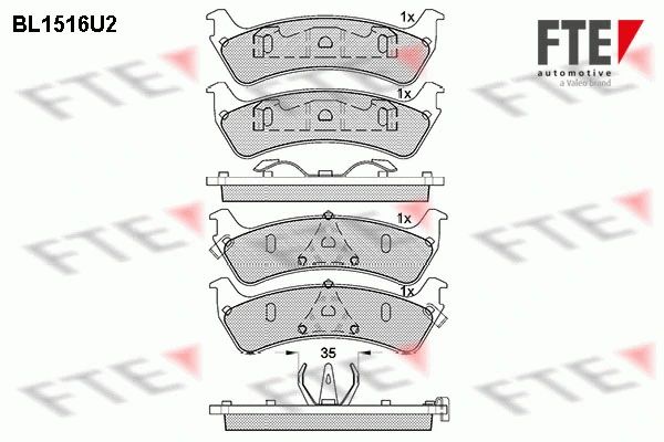 Kit de plaquettes de frein, frein à disque FTE 9011064