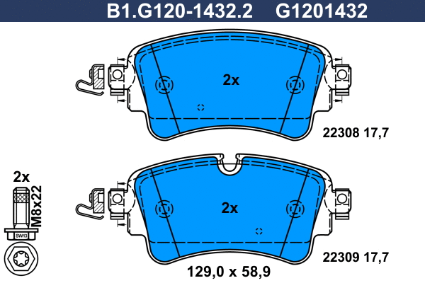 Kit de plaquettes de frein, frein à disque GALFER B1.G120-1432.2