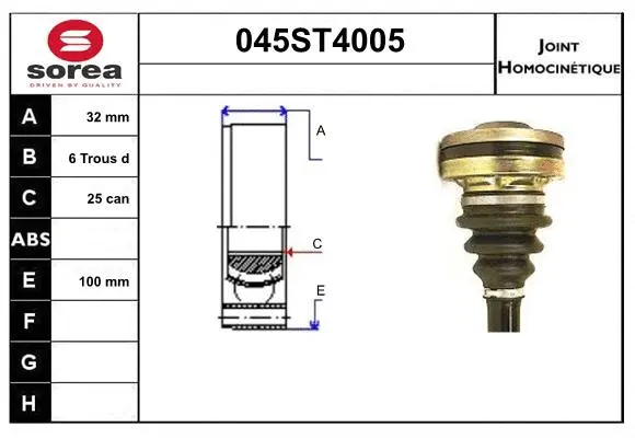 Jeu de joints, arbre de transmission STARTCAR 045ST4005