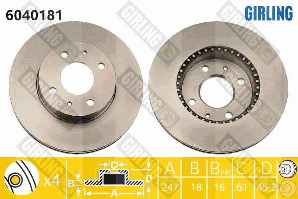 Disque de frein GIRLING 6040181