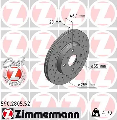 Disque de frein ZIMMERMANN 590.2805.52
