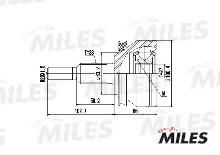 Jeu de joints, arbre de transmission MILES GA20613