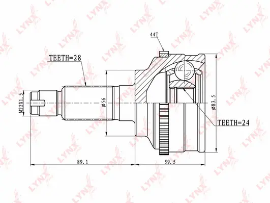 Jeu de joints, arbre de transmission LYNXAUTO CO-5119A