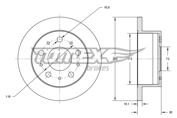 Disque de frein TOMEX Brakes TX 73-47