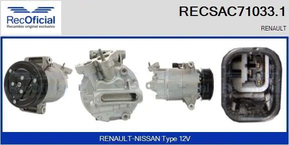 Compresseur, climatisation RECOFICIAL RECSAC71033.1