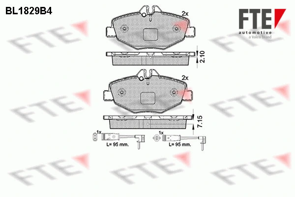 Kit de plaquettes de frein, frein à disque FTE 9010408
