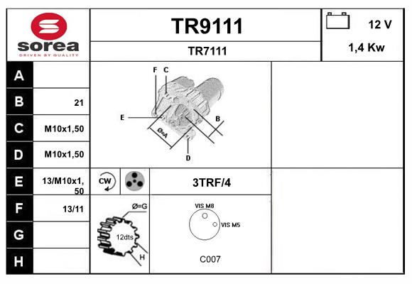 Démarreur SNRA TR9111