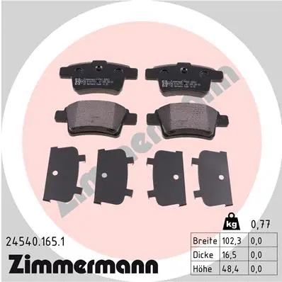 Kit de plaquettes de frein, frein à disque ZIMMERMANN 24540.165.1