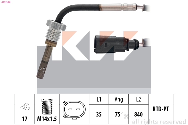 Capteur, température des gaz KW 422 184