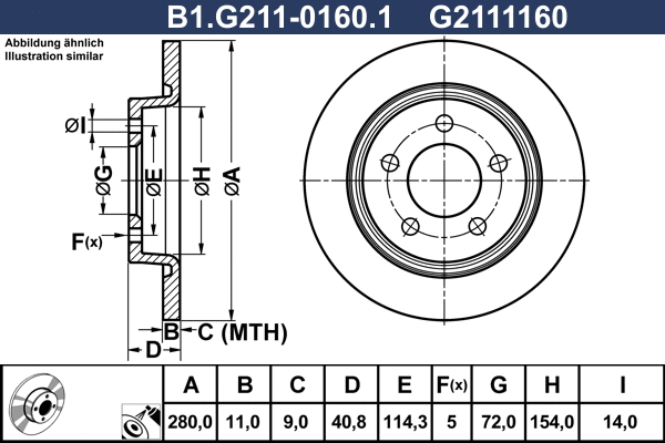 Disque de frein GALFER B1.G211-0160.1