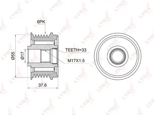 Poulie roue libre, alternateur LYNXAUTO PA-1006