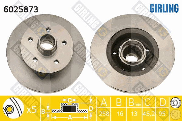Disque de frein GIRLING 6025873