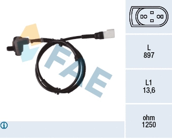 Capteur, vitesse de roue FAE 78353