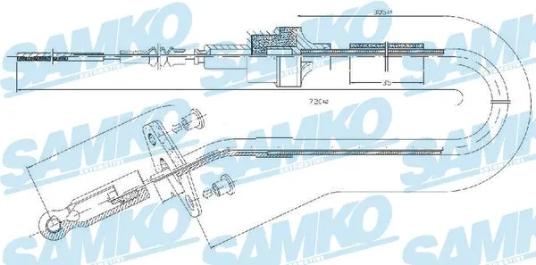 Tirette à câble, commande d'embrayage SAMKO C0409C