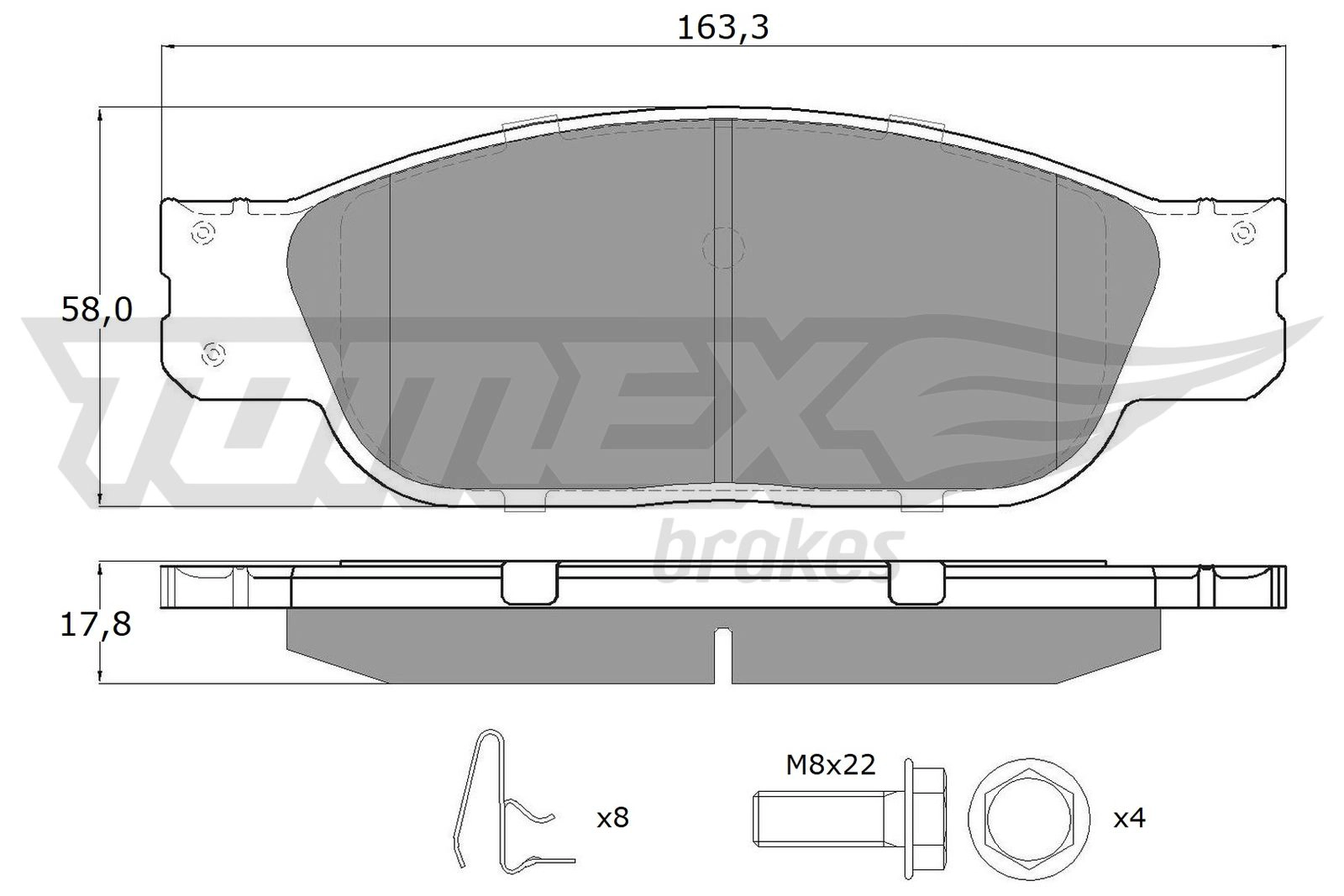Kit de plaquettes de frein, frein à disque TOMEX Brakes TX 16-92
