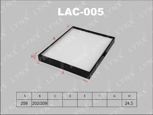 Filtre, air de l'habitacle LYNXAUTO LAC-005