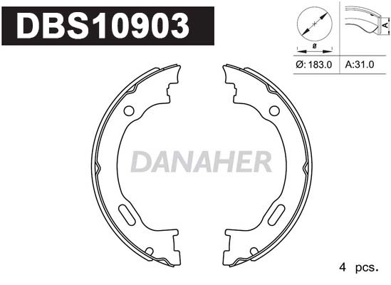 Jeu de mâchoires de frein, frein de stationnement DANAHER DBS10903