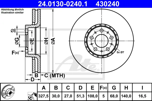 Disque de frein ATE-APAC 24.0130-0240.1