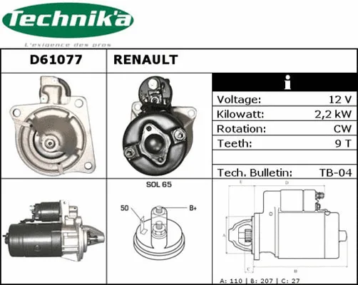 Démarreur Technika D61077