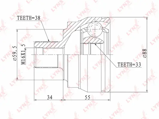 Jeu de joints, arbre de transmission LYNXAUTO CO-2802