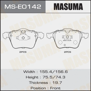 Jeu de mâchoires de frein MASUMA MS-E0142