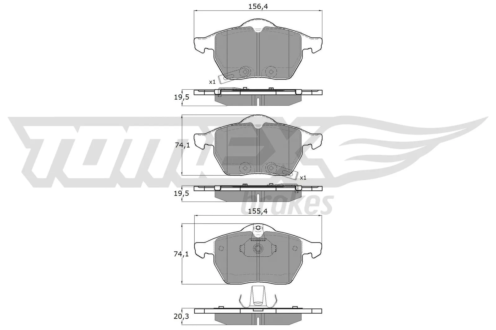 Kit de plaquettes de frein, frein à disque TOMEX Brakes TX 13-57