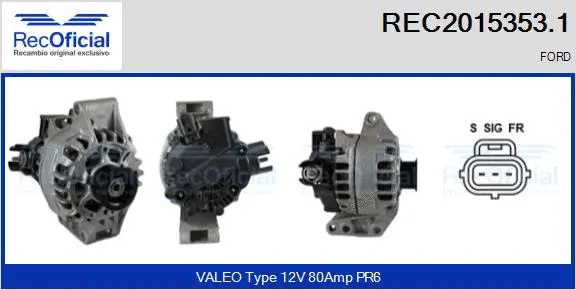 Alternateur RECOFICIAL REC2015353.1