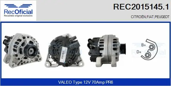 Alternateur RECOFICIAL REC2015145.1