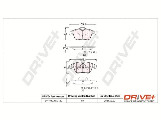 Kit de plaquettes de frein, frein à disque Dr!ve+ DP1010.10.0120