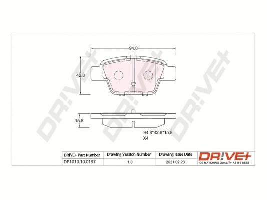 Kit de plaquettes de frein, frein à disque Dr!ve+ DP1010.10.0197